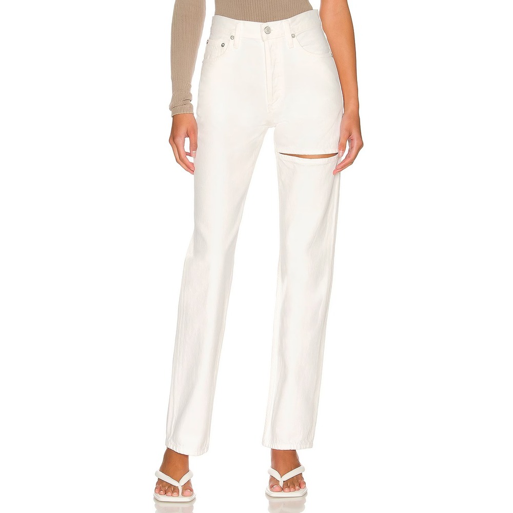 AGOLDE Lana Slice Relaxed Straight Leg Descent Element‎ White Jeans Size 34 NEW